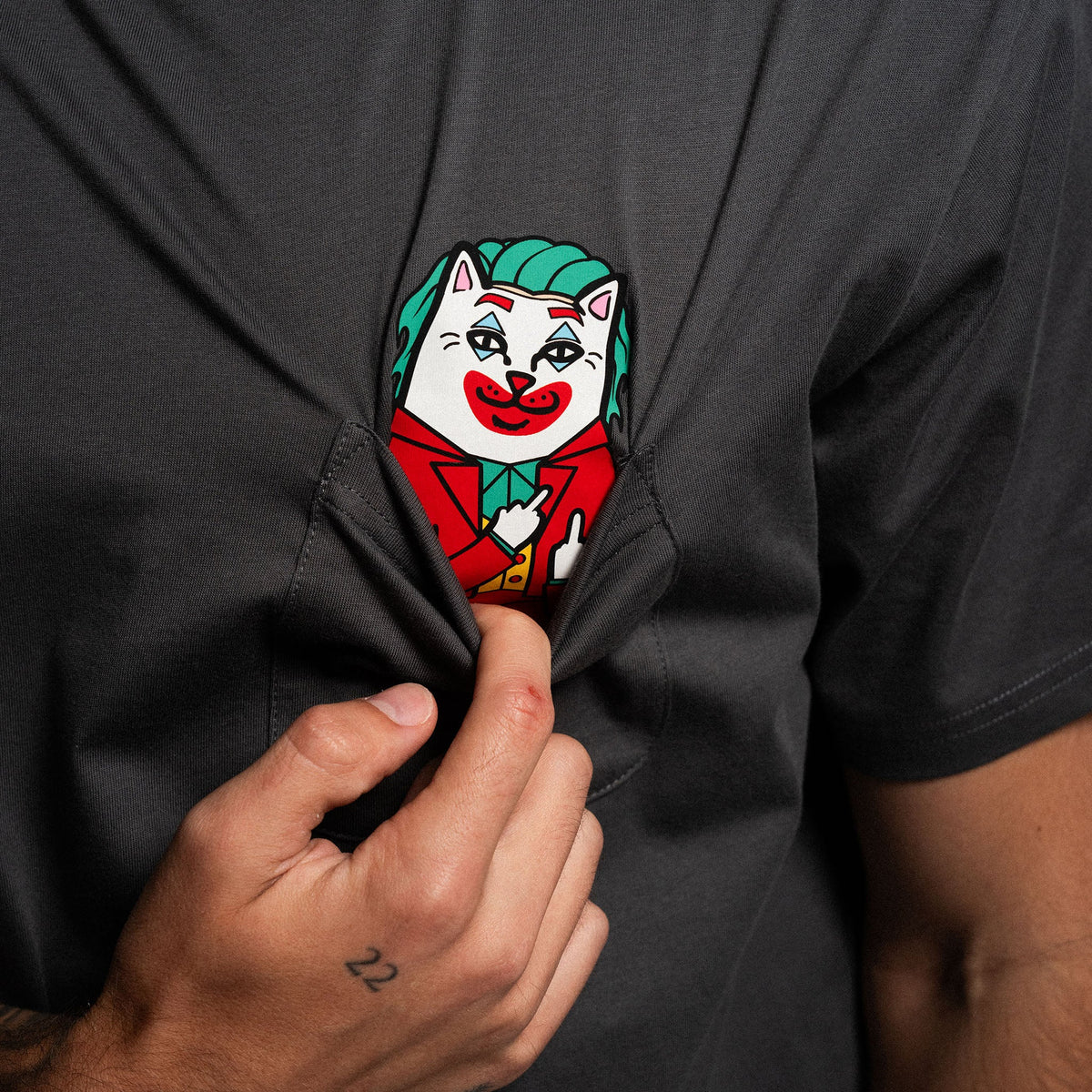 WHY SO NERMAL? POCKET TEE (CHARCOAL)