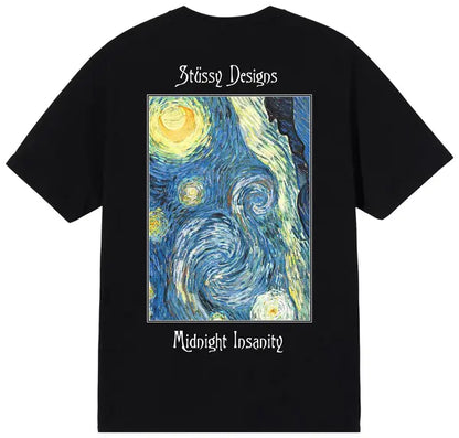 Camiseta Stussy Designs Midnight Insanity Van Gogh BLACK