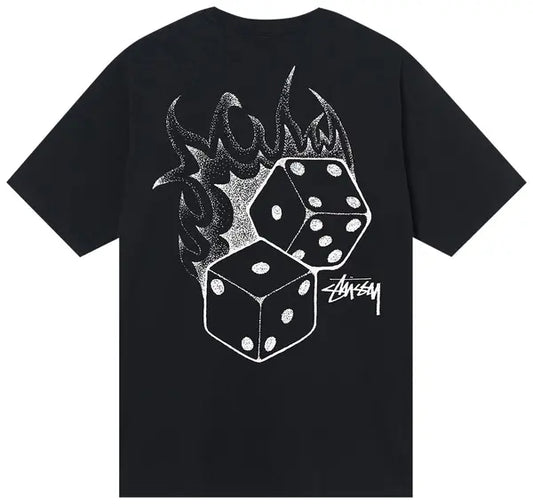 Camiseta Stussy Black Dados fire