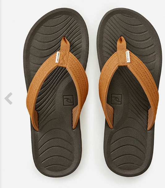 RIP CURL DBAH FLIP FLOPS IN TAN/BLACK
